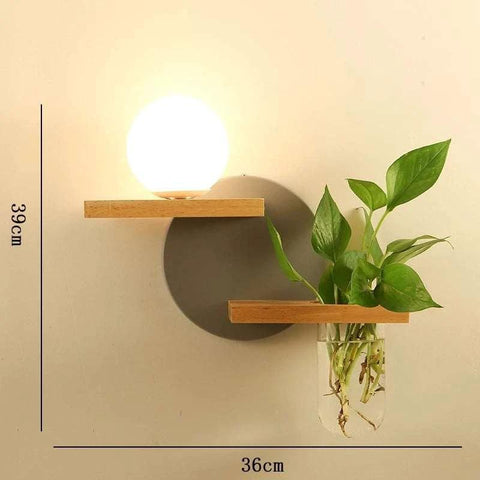 Wood Wall Sconce with Integrated Planter and Globe Light — product view