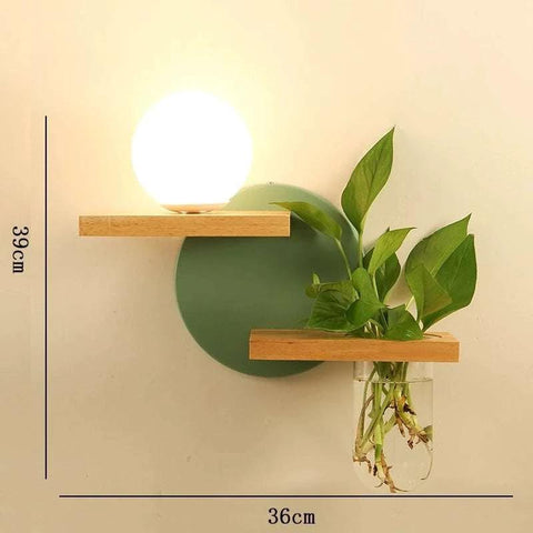 Wood Wall Sconce with Integrated Planter and Globe Light — product view