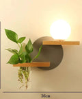 Wood Wall Sconce with Integrated Planter and Globe Light — product view