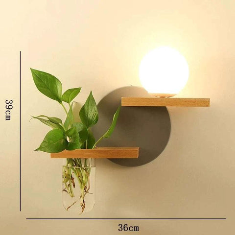Wood Wall Sconce with Integrated Planter and Globe Light — product view