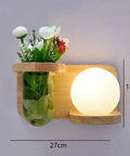 Wood Wall Sconce with Integrated Planter and Globe Light — product view