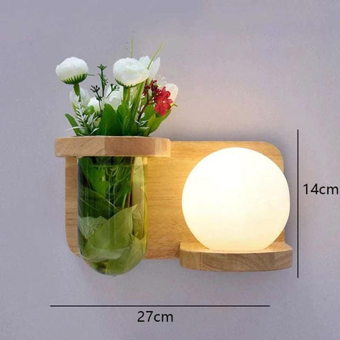 Wood Wall Sconce with Integrated Planter and Globe Light — product view