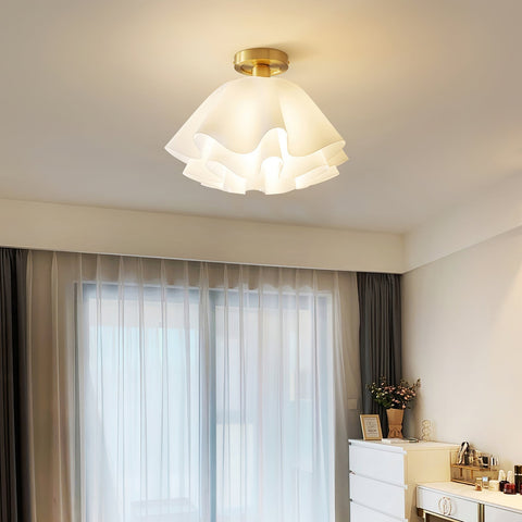 Ruffled Flower Ceiling Light for Living Rooms, Dining Rooms, and Halls