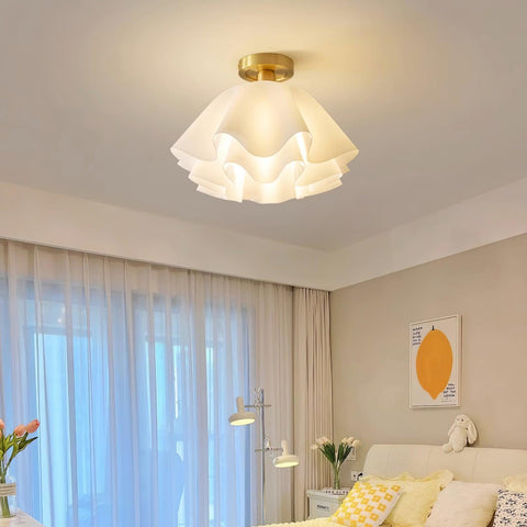 Ruffled Flower Ceiling Light for Living Rooms, Dining Rooms, and Halls