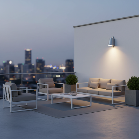 Outdoor Wall Light with Bell Shade and Focused LED Beam