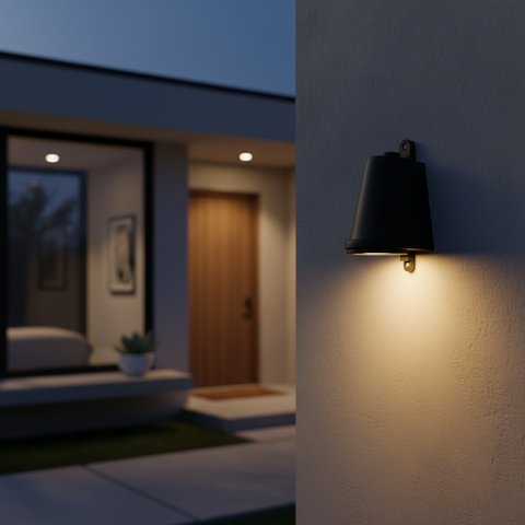 Outdoor Wall Light with Bell Shade and Focused LED Beam