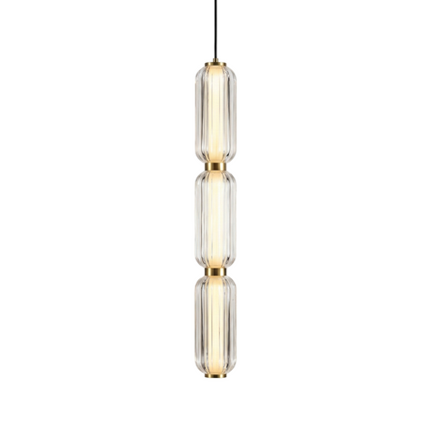 Pendant Light with Ribbed Glass and Slim Linear LED Design