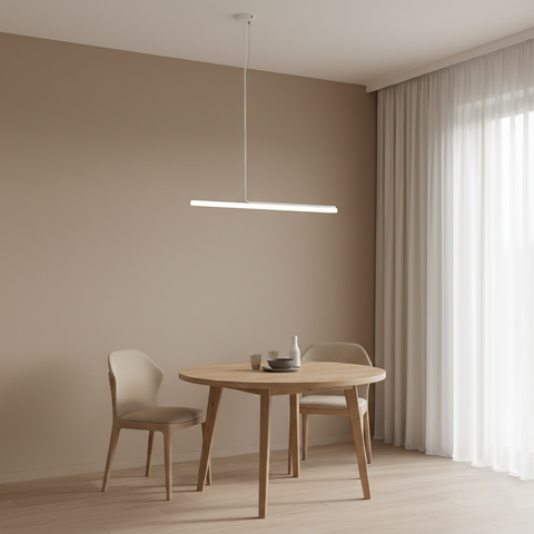 Pendant Light with Linear Aluminum Bar and Warm LED Glow