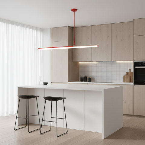 Pendant Light with Linear Aluminum Bar and Warm LED Glow