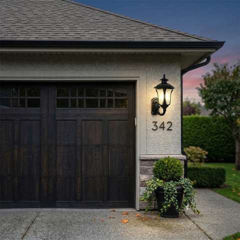 Outdoor Wall Light with Frosted Glass Retro Lantern