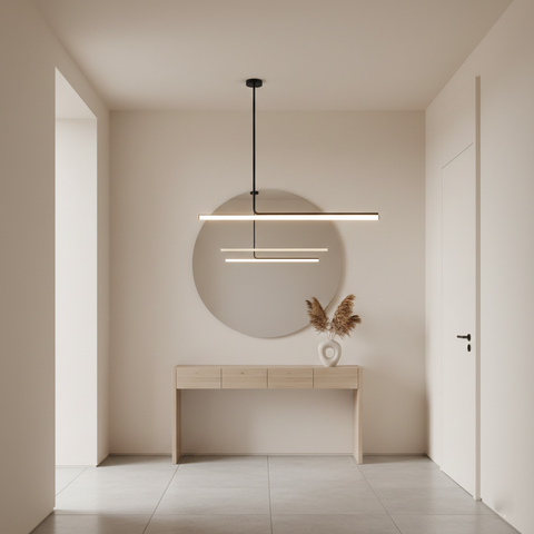 Pendant Light with Linear Aluminum Bar and Warm LED Glow