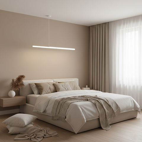 Pendant Light with Linear Aluminum Bar and Warm LED Glow