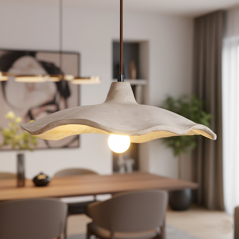 Pendant Light with Flower-Shaped Cement Shade