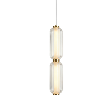 Pendant Light with Ribbed Glass and Slim Linear LED Design