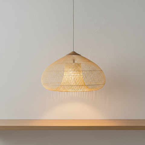 Pendant Light with Handwoven Rattan Shade