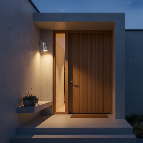 Outdoor Wall Light with Bell Shade and Focused LED Beam