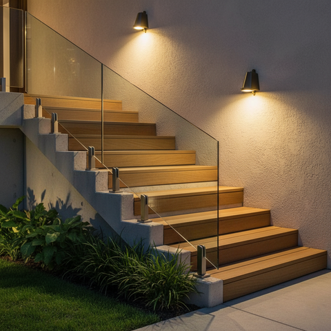 Outdoor Wall Light with Bell Shade and Focused LED Beam