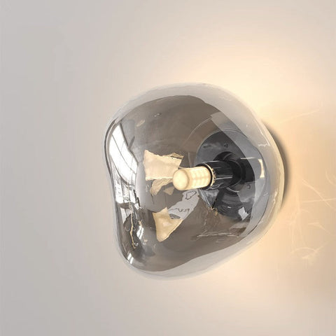 Glass Wall Sconce with Metal Frame and Sculptural Shade — product view