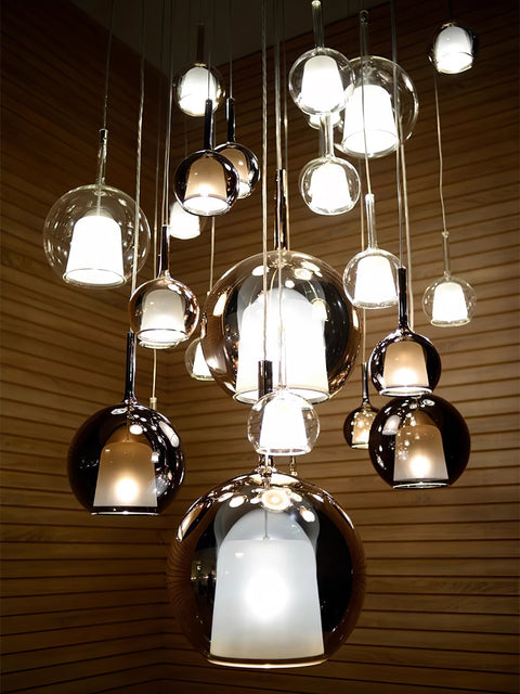 Round Glass Globe Pendant Light for Kitchen Islands and Dining Rooms