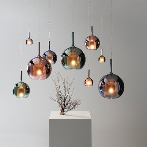 Round Glass Globe Pendant Light for Kitchen Islands and Dining Rooms
