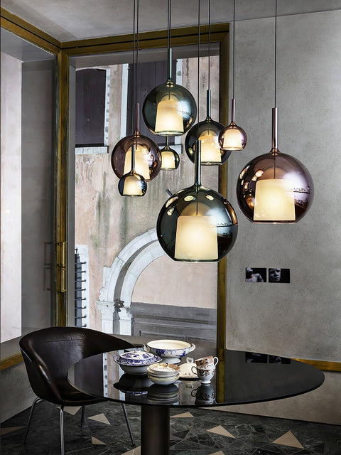 Round Glass Globe Pendant Light for Kitchen Islands and Dining Rooms