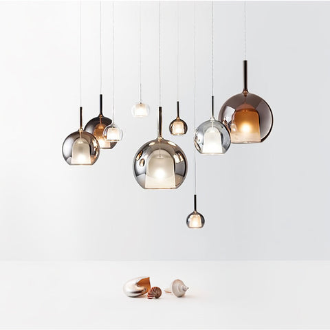 Round Glass Globe Pendant Light for Kitchen Islands and Dining Rooms