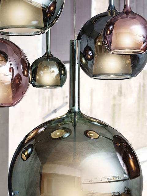 Round Glass Globe Pendant Light for Kitchen Islands and Dining Rooms