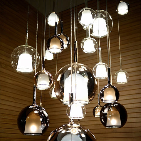 Round Glass Globe Pendant Light for Kitchen Islands and Dining Rooms