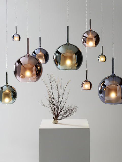 Round Glass Globe Pendant Light for Kitchen Islands and Dining Rooms