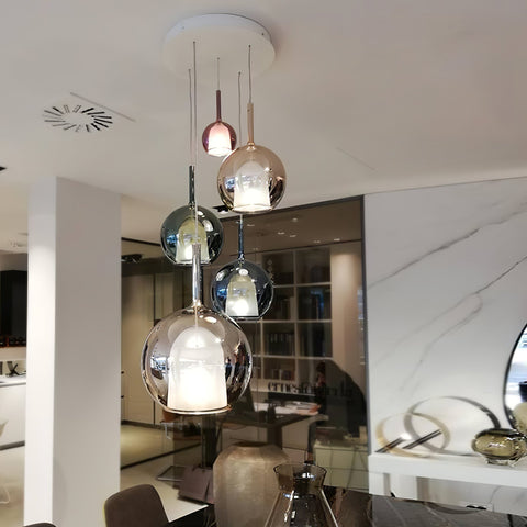 Round Glass Globe Pendant Light for Kitchen Islands and Dining Rooms