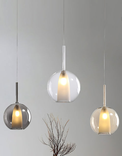 Round Glass Globe Pendant Light for Kitchen Islands and Dining Rooms