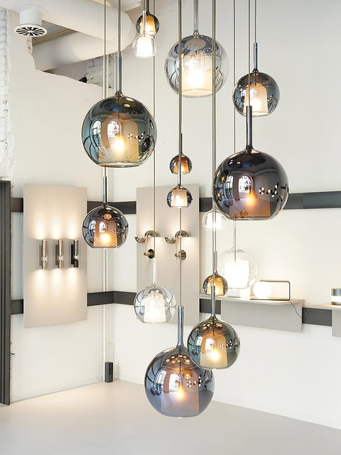 Round Glass Globe Pendant Light for Kitchen Islands and Dining Rooms