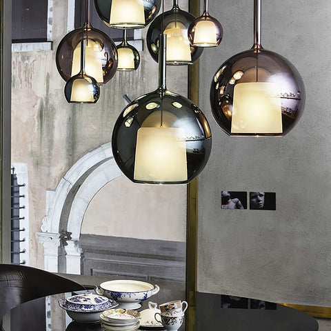 Round Glass Globe Pendant Light for Kitchen Islands and Dining Rooms