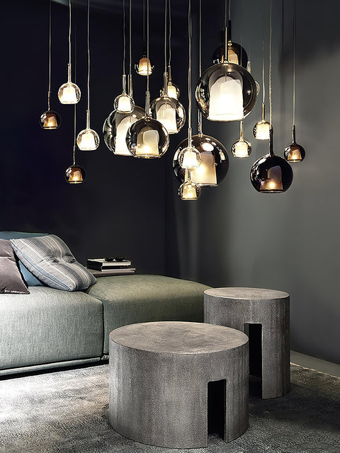 Round Glass Globe Pendant Light for Kitchen Islands and Dining Rooms