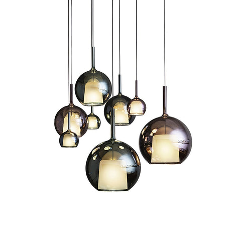 Round Glass Globe Pendant Light for Kitchen Islands and Dining Rooms