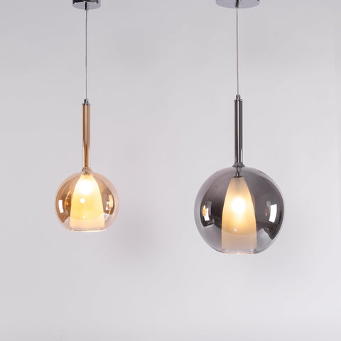 Round Glass Globe Pendant Light for Kitchen Islands and Dining Rooms