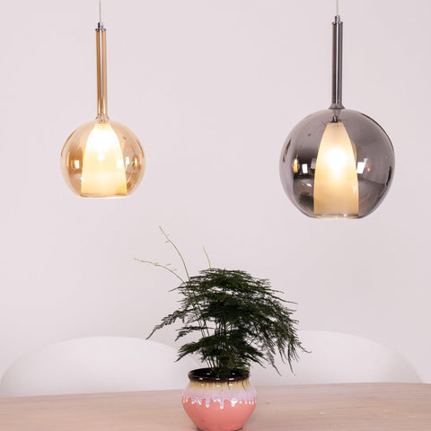 Round Glass Globe Pendant Light for Kitchen Islands and Dining Rooms