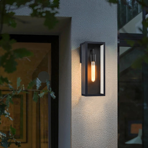 Outdoor Wall Lantern with Clear Glass and Dusk-to-Dawn Sensor