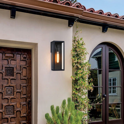 Outdoor Wall Lantern with Clear Glass and Dusk-to-Dawn Sensor
