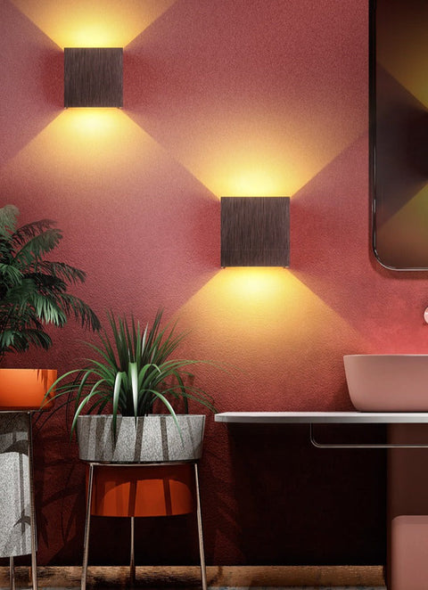 Square LED Wall Light with Up-and-Down Illumination