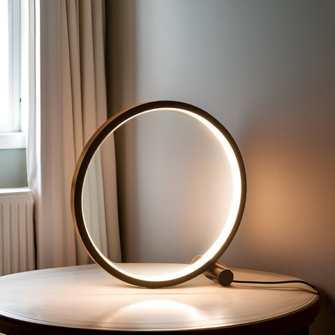 Minimalist Round LED Table Lamp with Touch Control and USB Power Supply
