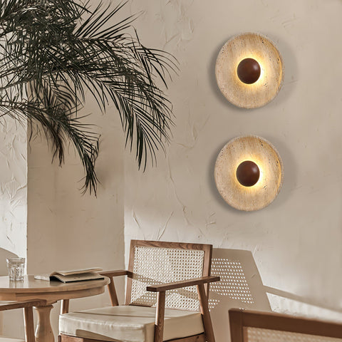 Travertine Halo LED Wall Light for Bedroom and Living Room Decor