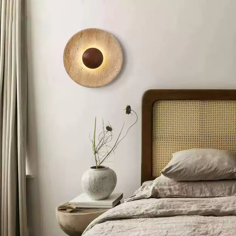 Travertine Halo LED Wall Light for Bedroom and Living Room Decor