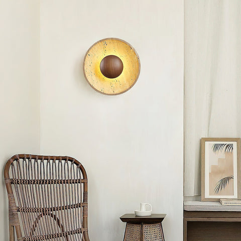 Travertine Halo LED Wall Light for Bedroom and Living Room Decor