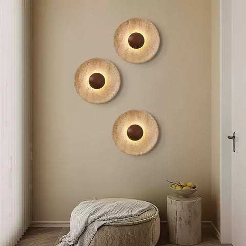 Travertine Halo LED Wall Light for Bedroom and Living Room Decor