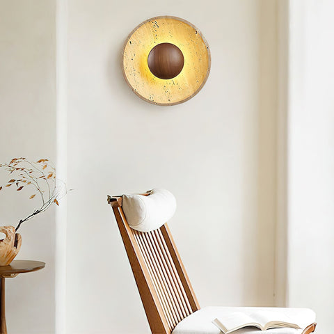 Travertine Halo LED Wall Light for Bedroom and Living Room Decor