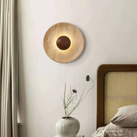Travertine Halo LED Wall Light for Bedroom and Living Room Decor