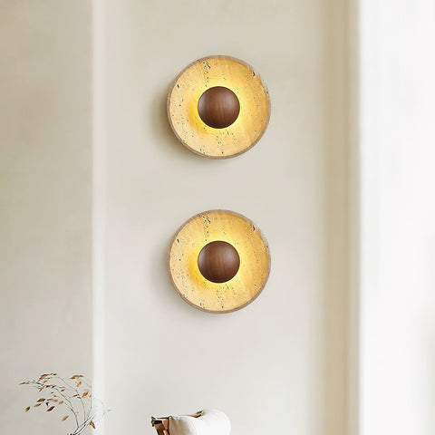 Travertine Halo LED Wall Light for Bedroom and Living Room Decor