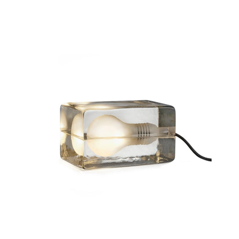 Hand-Cast Glass Block Table Lamp with G9 Bulb Fitting for Shelves