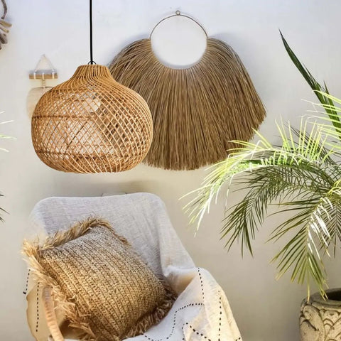 Woven Rattan Basket Pendant Light